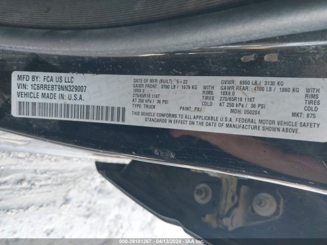 1C6RREBT9NN329007 RAM 1500
