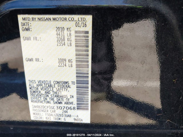 Nissan Leaf Sl 2016 1N4BZ0CP3GC307068 Image 9