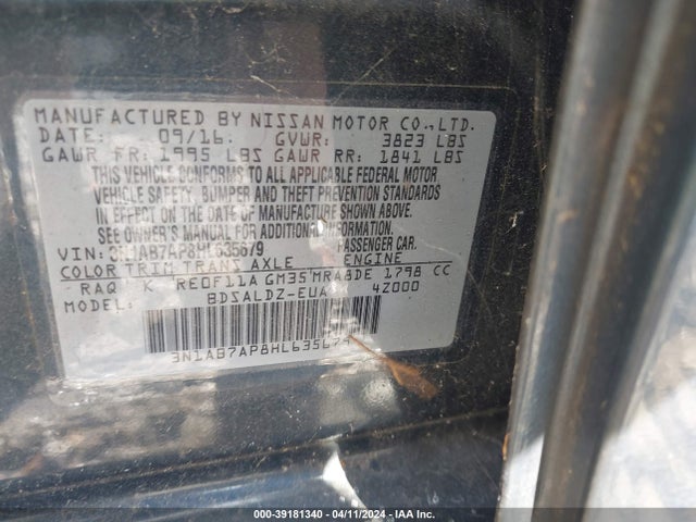 Nissan SENTRA SV 2017 3N1AB7AP8HL635679 Image 9