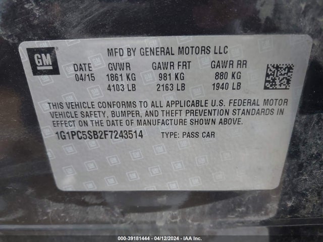 Chevrolet Cruze 1lt Auto 2015 1G1PC5SB2F7243514 Image 9