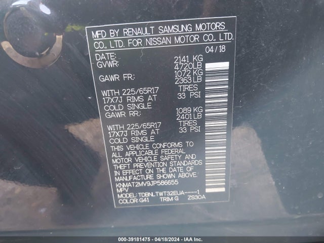 Nissan ROGUE SV 2018 KNMAT2MV9JP586655 Image 9