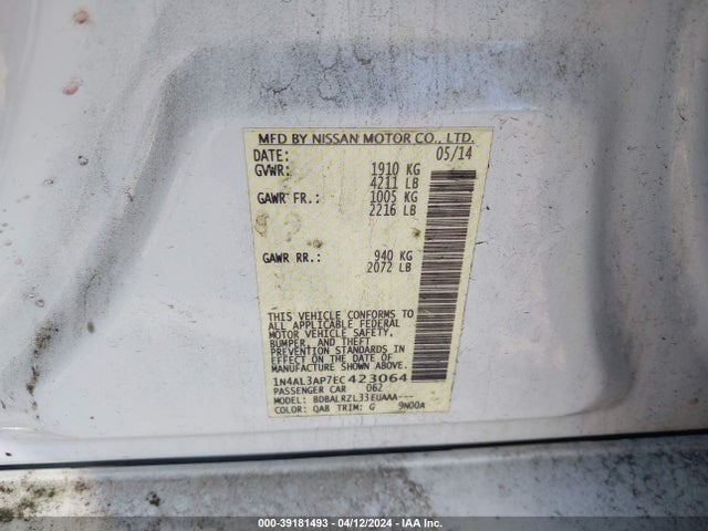 Nissan Altima 2014 1N4AL3AP7EC423064 Image 9