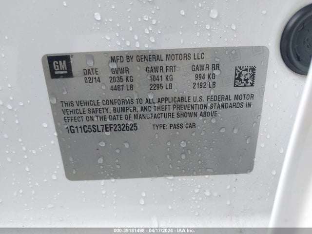 Chevrolet MALIBU 1LT 2014 1G11C5SL7EF232625 Image 9