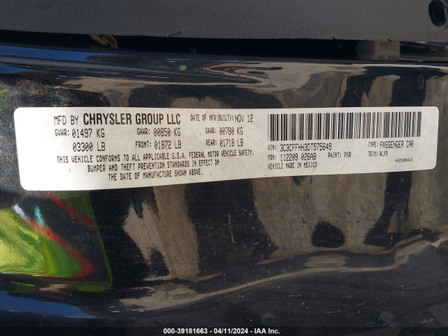 2013 FIAT 500 3C3CFFHH3DT575649 Photo 8