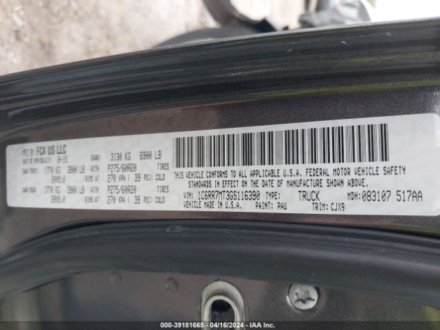 1C6RR7MT3GS116390 RAM 1500 Sport