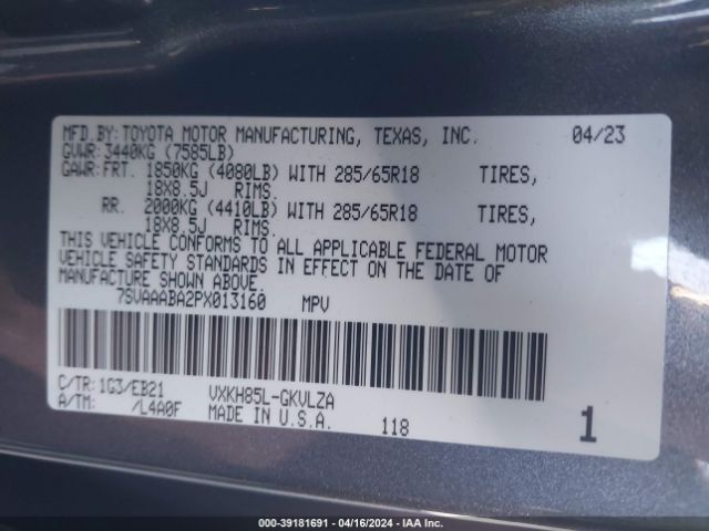 7SVAAABA2PX013160 Toyota Sequoia Trd Pro
