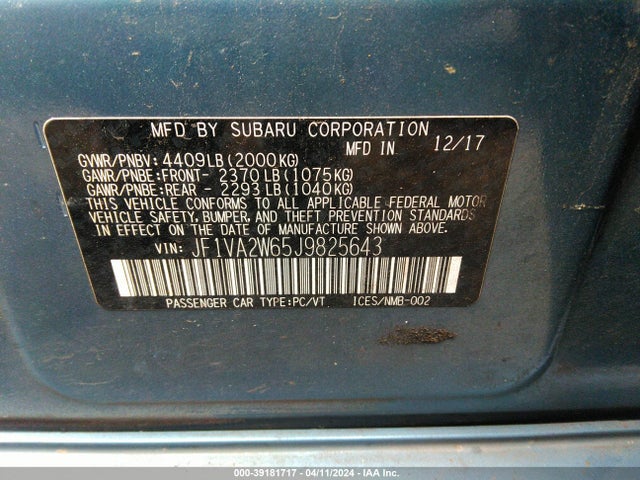 JF1VA2W65J9825643 Subaru Wrx Sti Limited