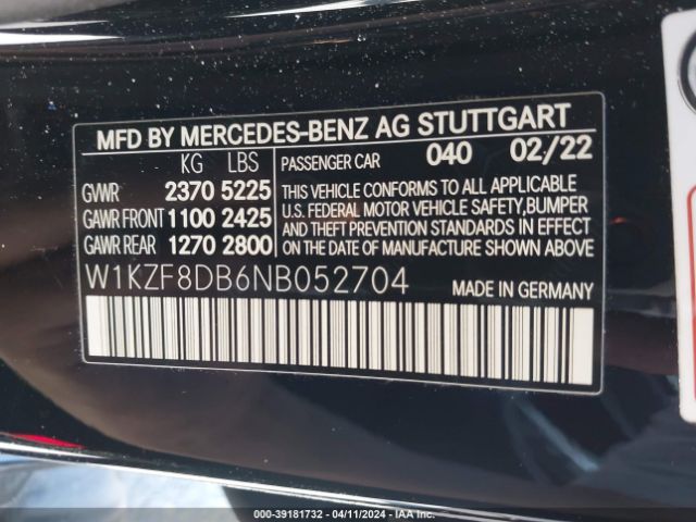 W1KZF8DB6NB052704 Mercedes-Benz E 350