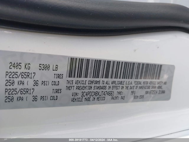 Dodge JOURNEY SE 2018 3C4PDCABXJT474661 Image 9