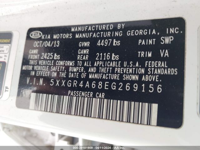 5XXGR4A68EG269156 KIA Optima Sx Turbo