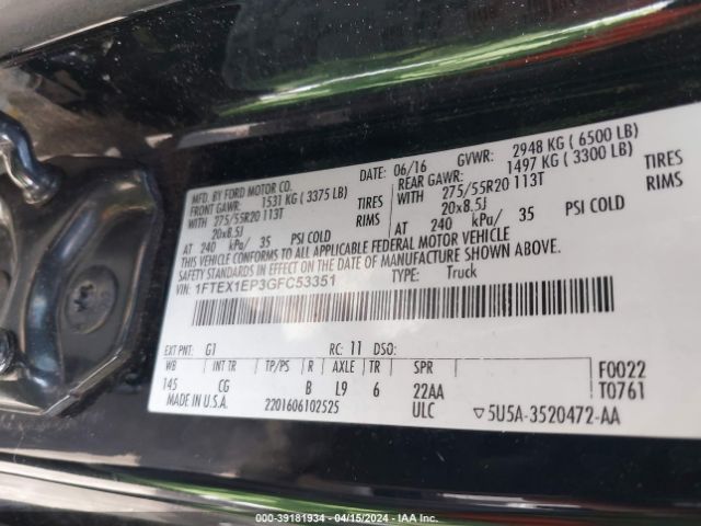 1FTEX1EP3GFC53351 Ford F-150 Xl