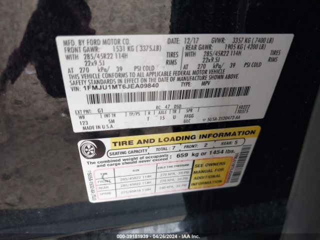 1FMJU1MT6JEA09840 Ford Expedition Platinum