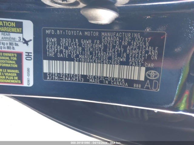 Toyota COROLLA SE 2017 2T1BURHE8HC867665 Image 9