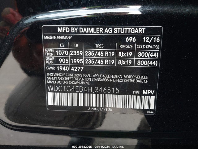Mercedes-Benz GLA 250 2017 WDCTG4EB4HJ346515 Image 9