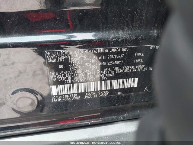 Toyota RAV4 LE 2019 2T3F1RFV1KW032761 Image 9