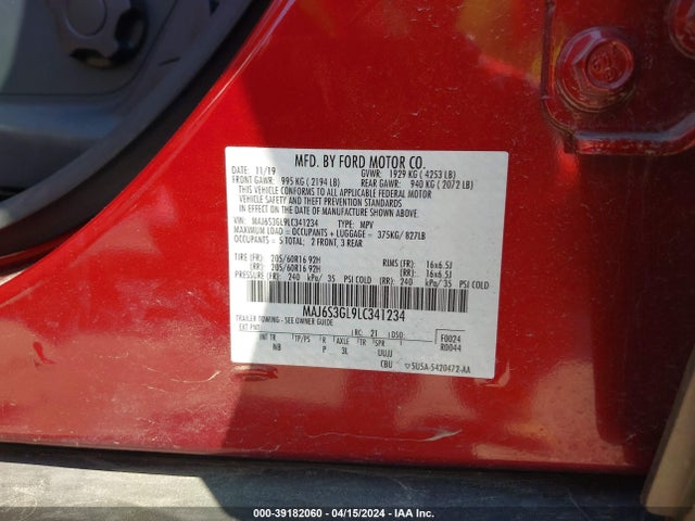 MAJ6S3GL9LC341234 Ford Ecosport Se