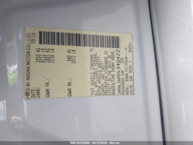 1N4AL3AP0FN340422 Nissan Altima 2.5 Sl