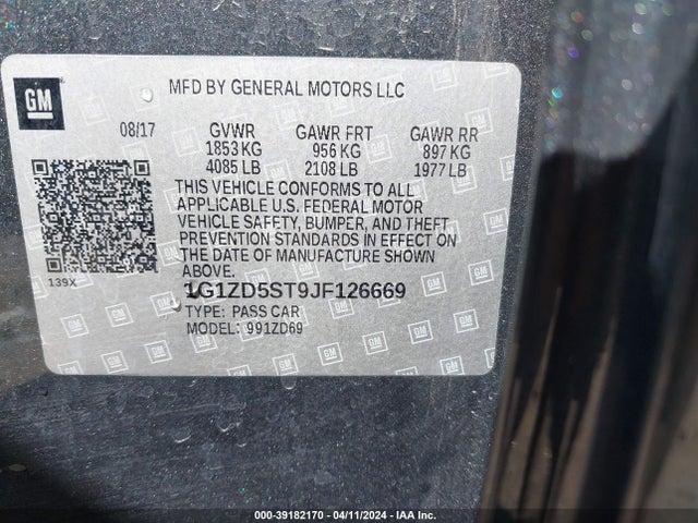 Chevrolet MALIBU LT 2018 1G1ZD5ST9JF126669 Image 9