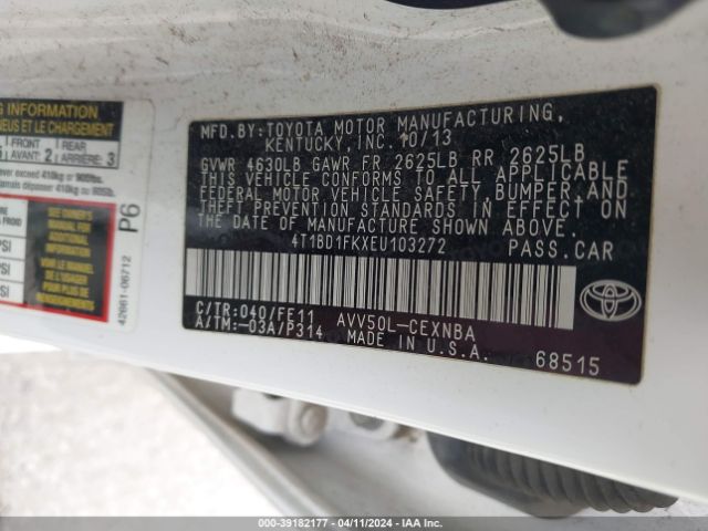 4T1BD1FKXEU103272 Toyota Camry Hybrid Le