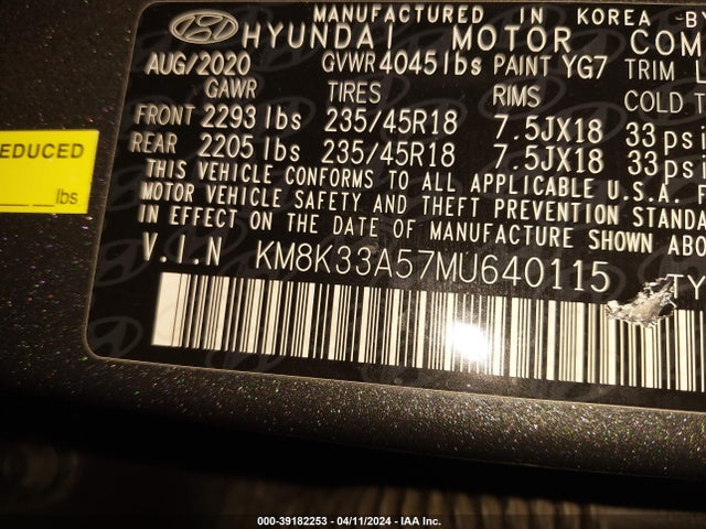 Hyundai Kona Limited 2021 KM8K33A57MU640115 Image 9