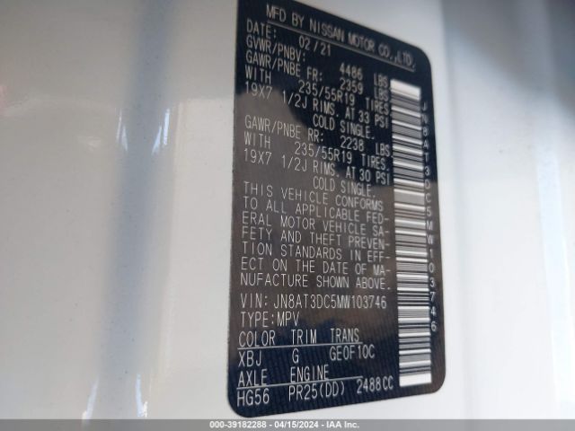 JN8AT3DC5MW103746 Nissan Rogue Platinum Fwd