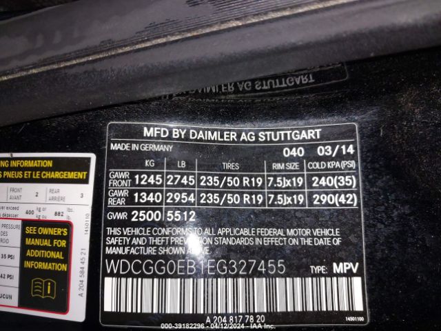 WDCGG0EB1EG327455 Mercedes-Benz Glk 250 Bluetec 4matic