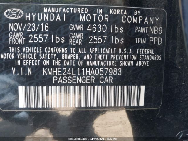 KMHE24L11HA057983 Hyundai Sonata Hybrid Se