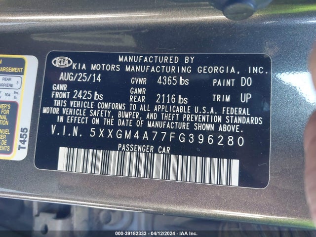 KIA Optima Lx 2015 5XXGM4A77FG396280 Image 9