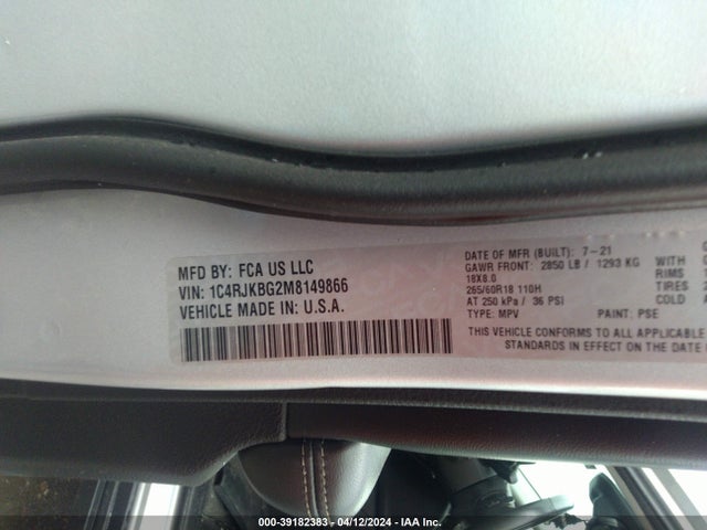 1C4RJKBG2M8149866 Jeep Grand Cherokee L Limited 4x4