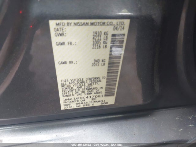 Nissan Altima 2.5 S 2014 1N4AL3AP3EC417083 Image 9