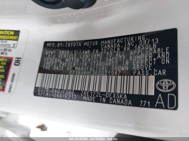 Toyota Corolla S Plus 2014 2T1BURHE3EC021987 Image 9