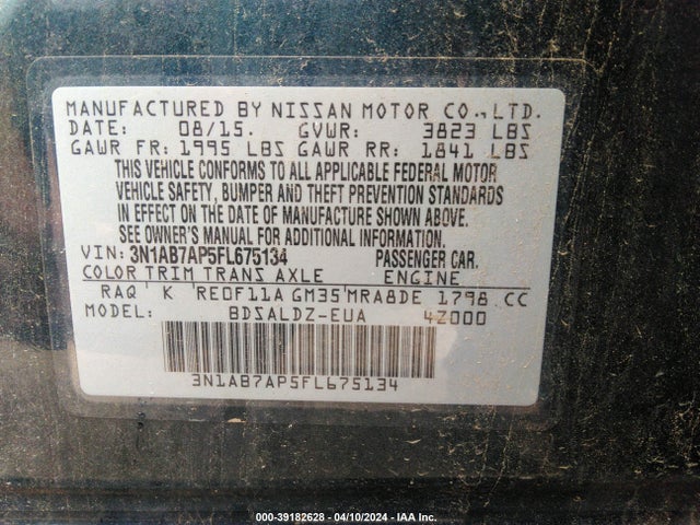 Nissan SENTRA SV 2015 3N1AB7AP5FL675134 Image 9