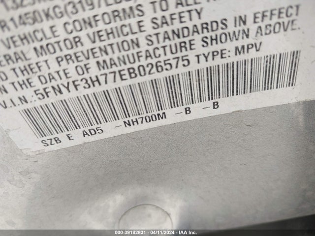 Honda Pilot Ex-l 2014 5FNYF3H77EB026575 Image 9