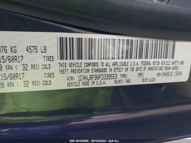 1C4NJRFB0FD339553 Jeep Patriot High Altitude Edition