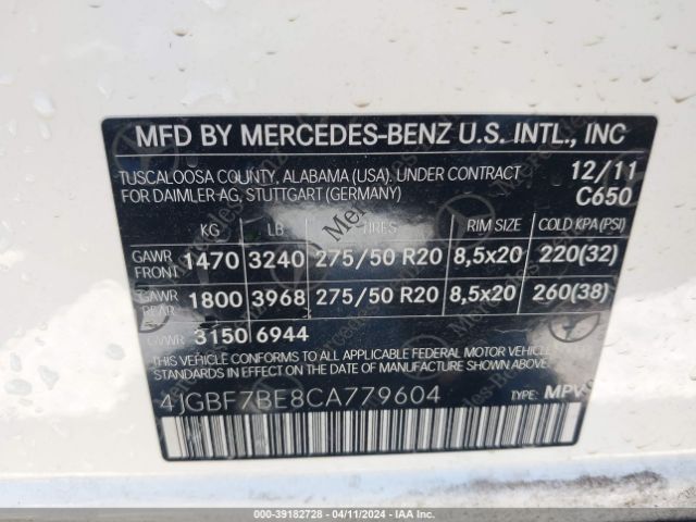 2012 MERCEDES-BENZ GL 450 4JGBF7BE8CA779604 Photo 8