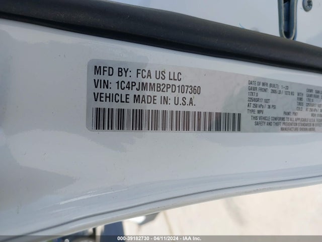 1C4PJMMB2PD107360 Jeep Cherokee Altitude Lux 4x4