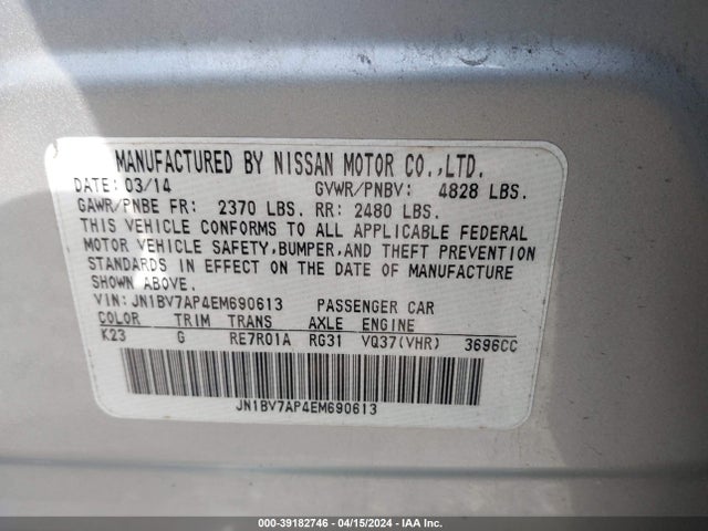 Infiniti Q50 Premium 2014 JN1BV7AP4EM690613 Image 9