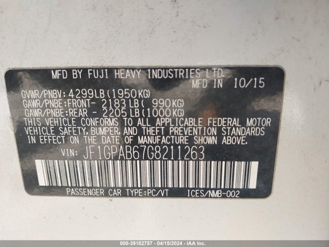 Subaru Impreza 2.0i Premium 2016 JF1GPAB67G8211263 Image 9