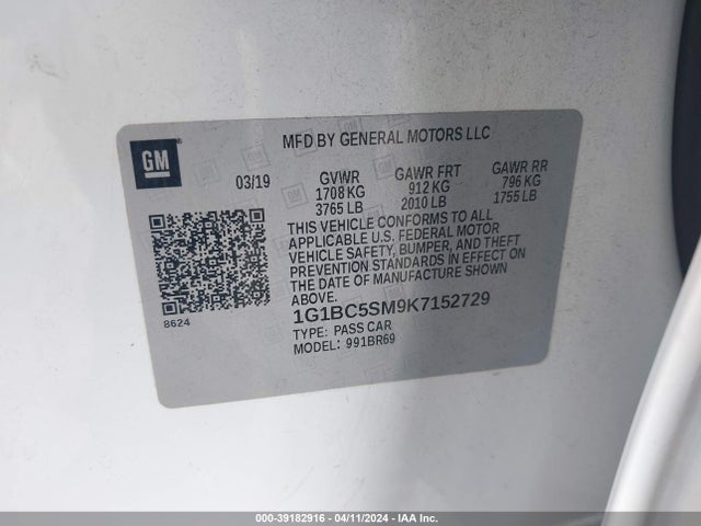 Chevrolet CRUZE LS 2019 1G1BC5SM9K7152729 Image 9