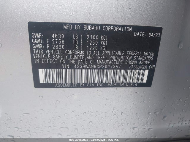 4S3BWAN6XP3017357 Subaru Legacy Limited