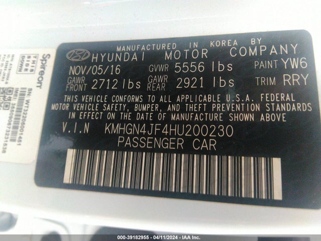 Genesis G80 5.0 Ultimate 2017 KMHGN4JF4HU200230 Image 9