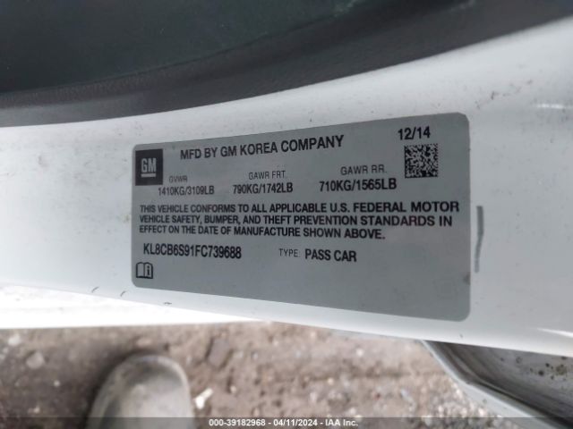 KL8CB6S91FC739688 Chevrolet Spark Ls Cvt