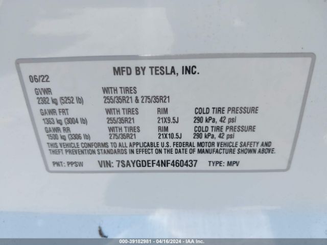 7SAYGDEF4NF460437 Tesla Model Y Performance Dual Motor All-wheel Drive