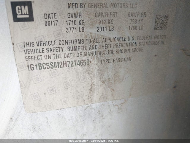 Chevrolet Cruze Ls Auto 2017 1G1BC5SM2H7274650 Image 9