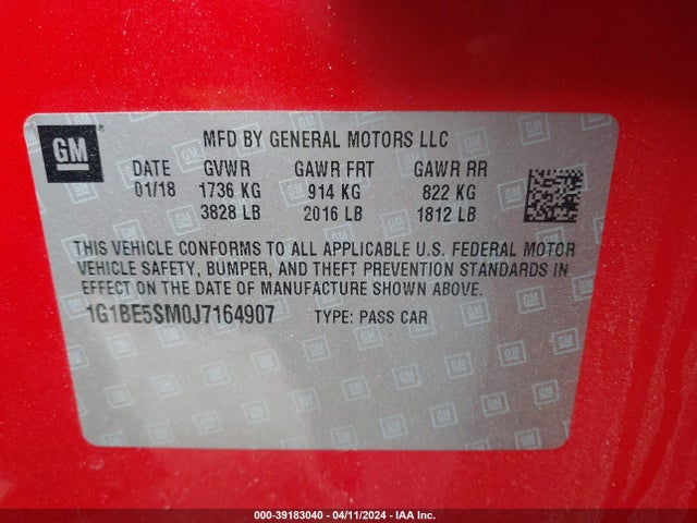 Chevrolet Cruze Lt Auto 2018 1G1BE5SM0J7164907 Image 9