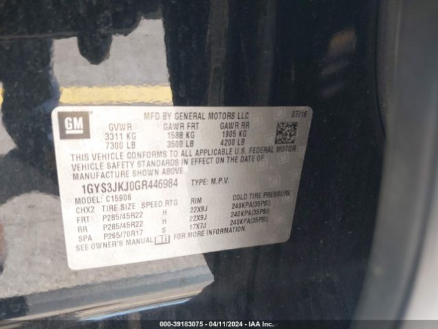 1GYS3JKJ0GR446984 Cadillac Escalade Esv Premium Collection