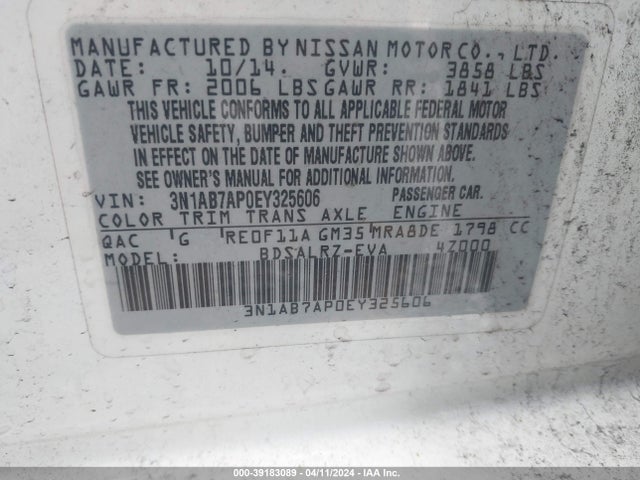 Nissan SENTRA SR 2014 3N1AB7AP0EY325606 Image 9