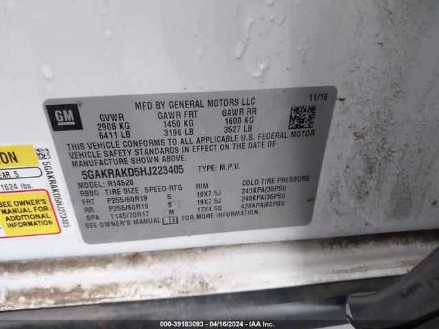5GAKRAKD5HJ223405 Buick Enclave Convenience