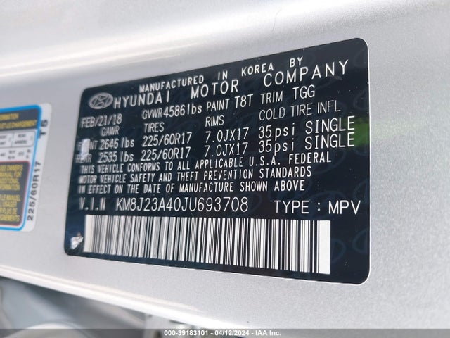 Hyundai TUCSON SE 2018 KM8J23A40JU693708 Image 9