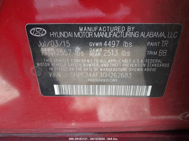 Hyundai SONATA SE 2016 5NPE24AF3GH262683 Image 9